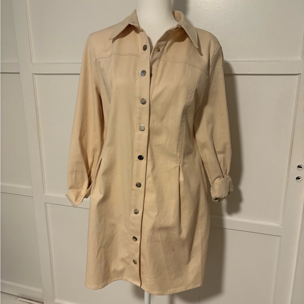 Zara Beige Button-Up Dress